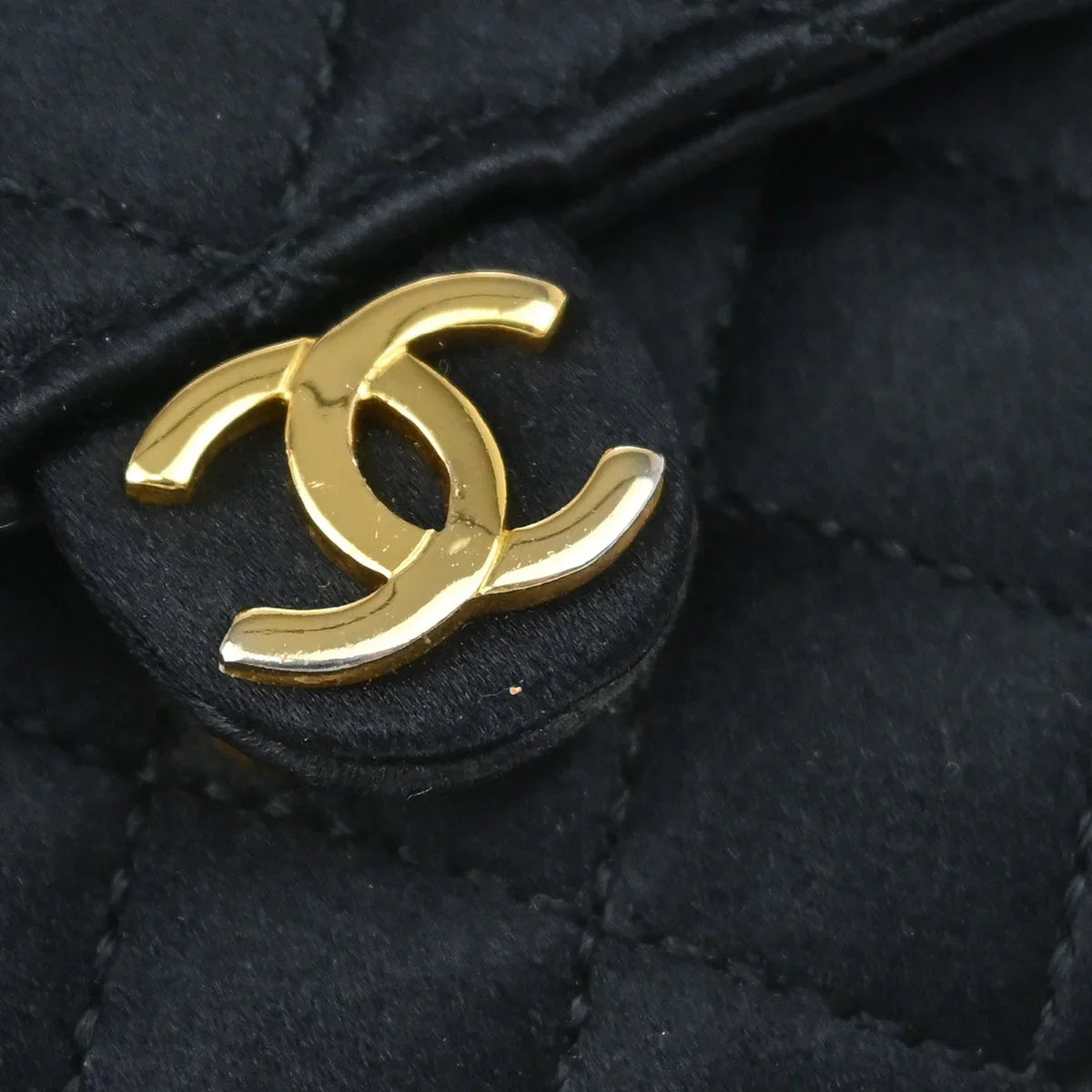 Chanel 1989-1991 Black Satin Classic Flap Micro Chain Crossbody Bag Pouch
