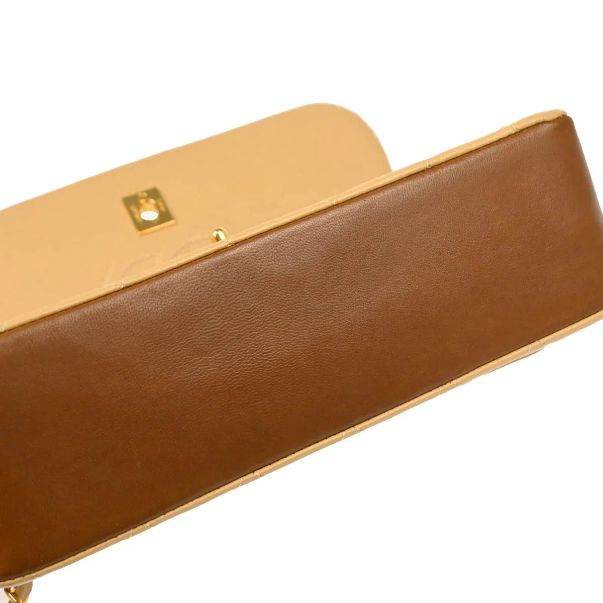 Chanel 1989-1991 Beige Brown Lambskin Shoulder Bag