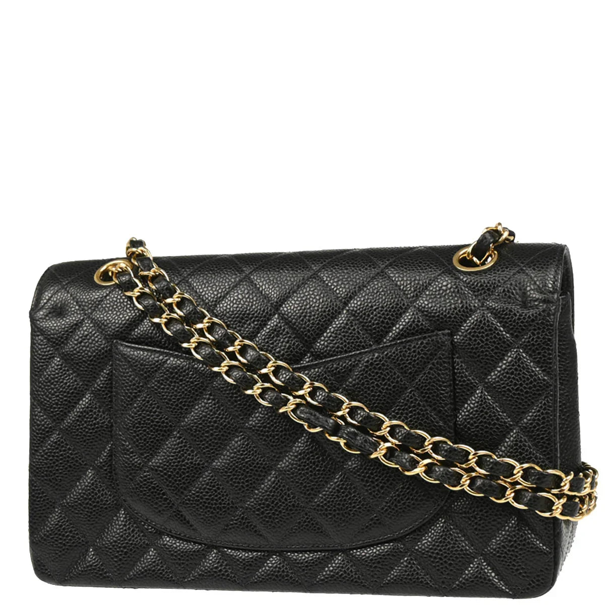 Chanel 2003-2004 Black Caviar Medium Classic Double Flap Shoulder Bag