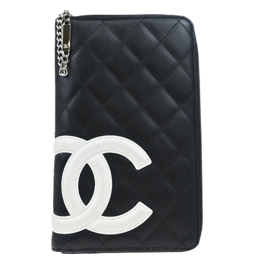 Chanel 2005-2006 Black Calfskin Cambon Ligne Long Wallet