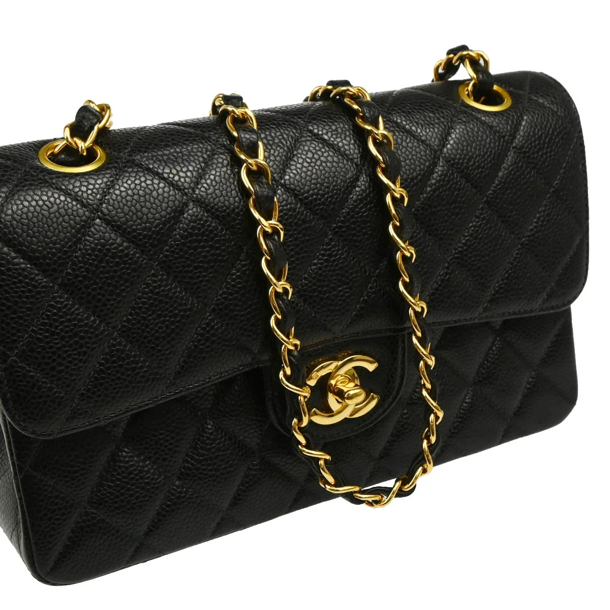 Chanel 2005-2006 Black Caviar Small Classic Double Flap Shoulder Bag