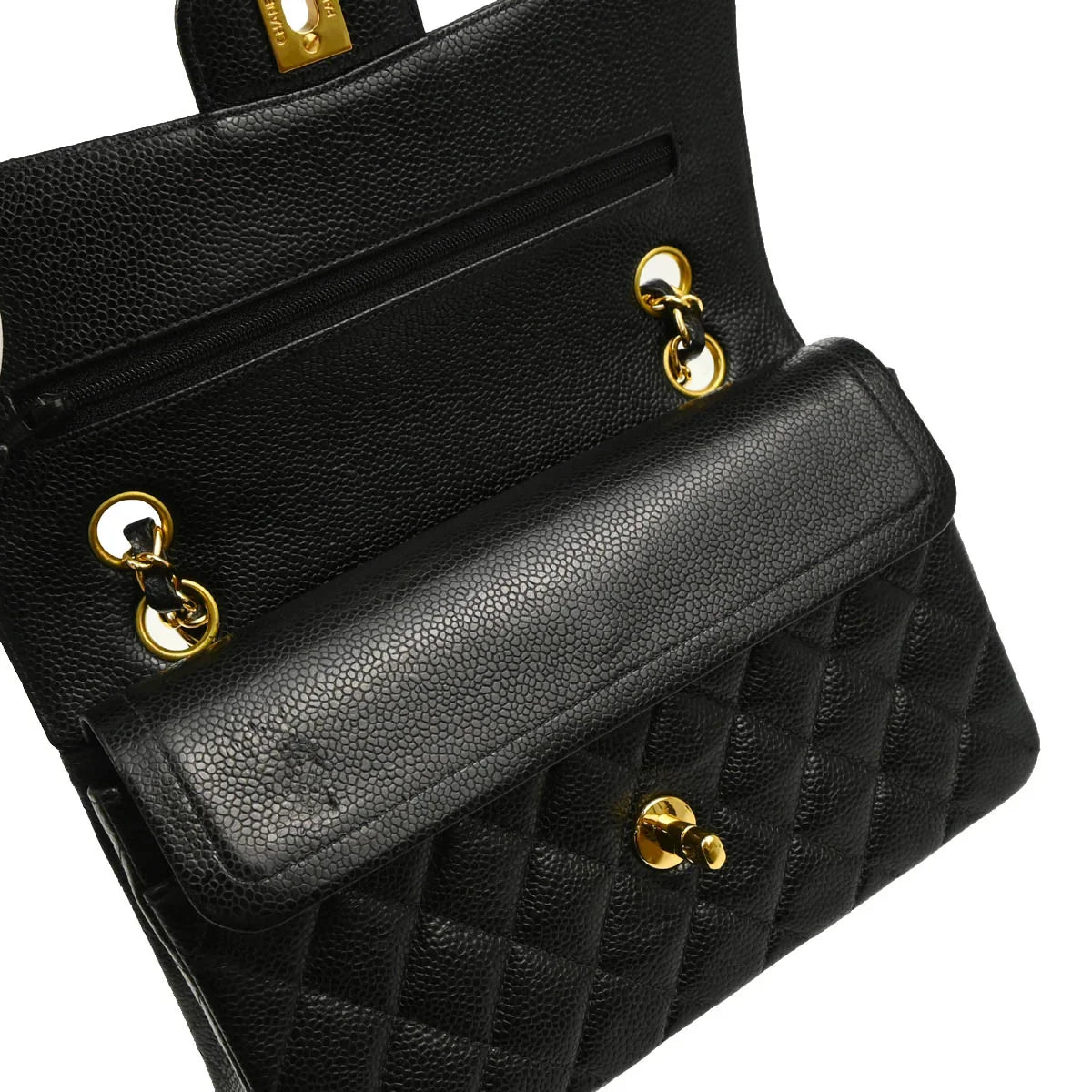 Chanel 2005-2006 Black Caviar Small Classic Double Flap Shoulder Bag