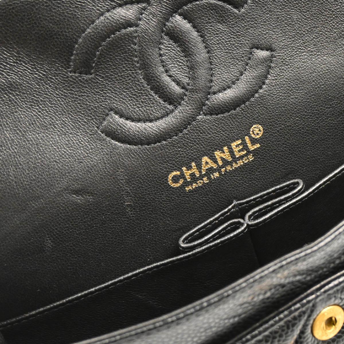Chanel 2005-2006 Black Caviar Small Classic Double Flap Shoulder Bag