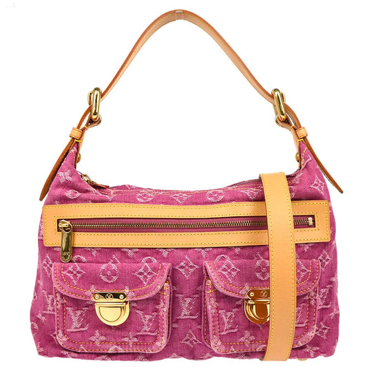 Louis Vuitton 2006 Pink Monogram Denim Baggy PM Shoulder Bag M95212