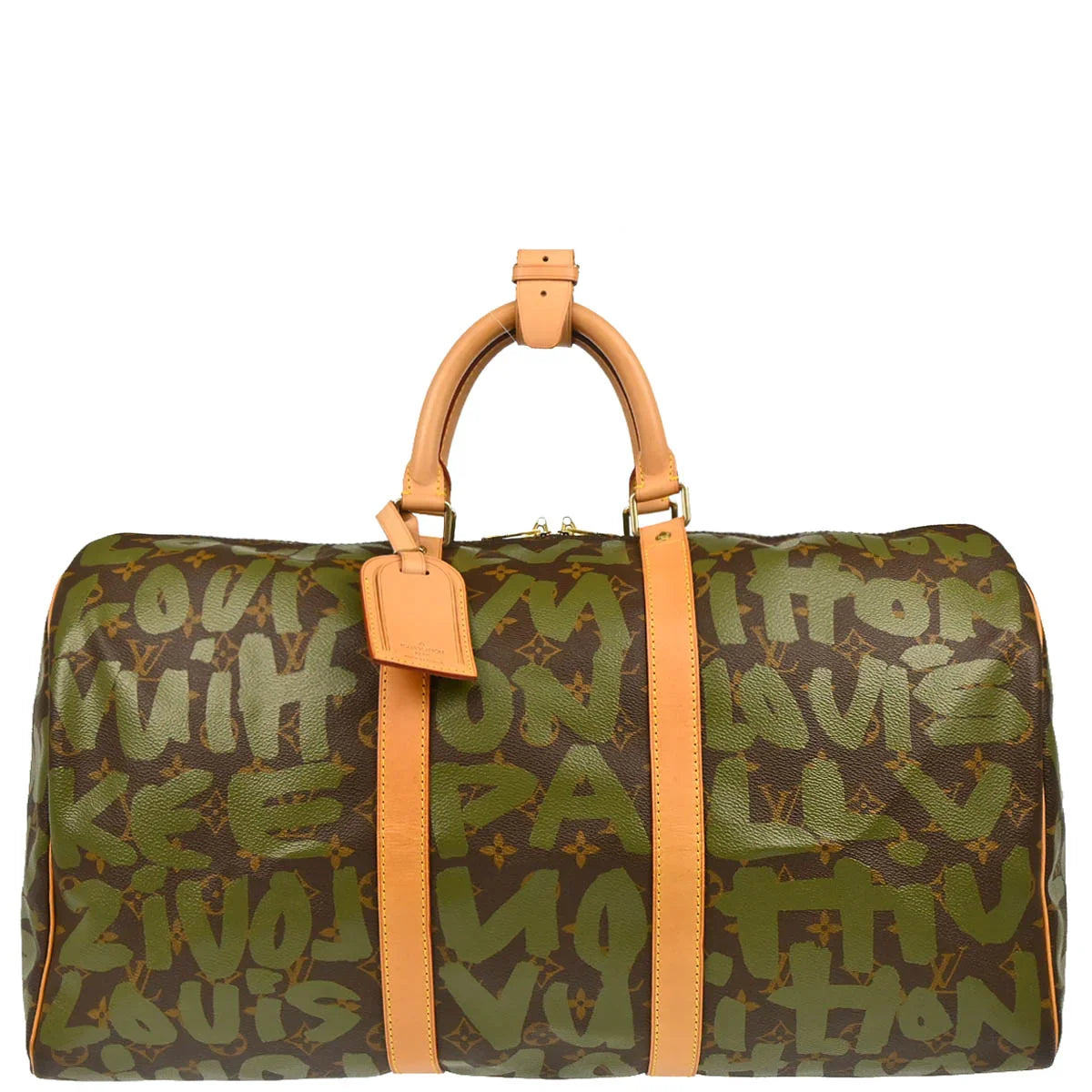 Louis Vuitton 2001 Khaki Monogram Graffiti Keepall 50 Duffle M92196
