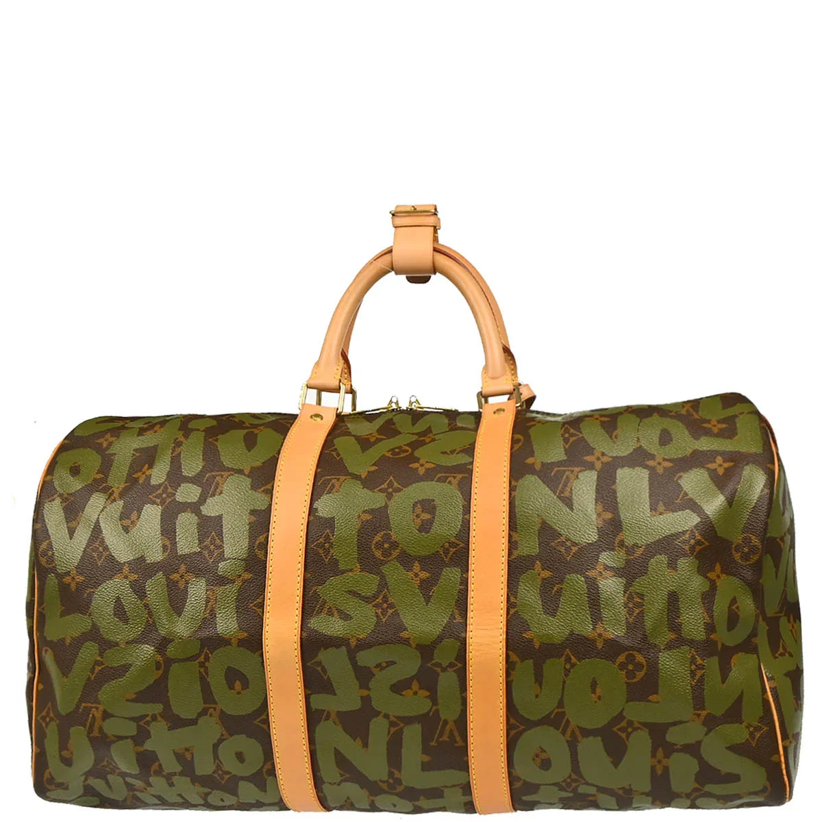 Louis Vuitton 2001 Khaki Monogram Graffiti Keepall 50 Duffle M92196