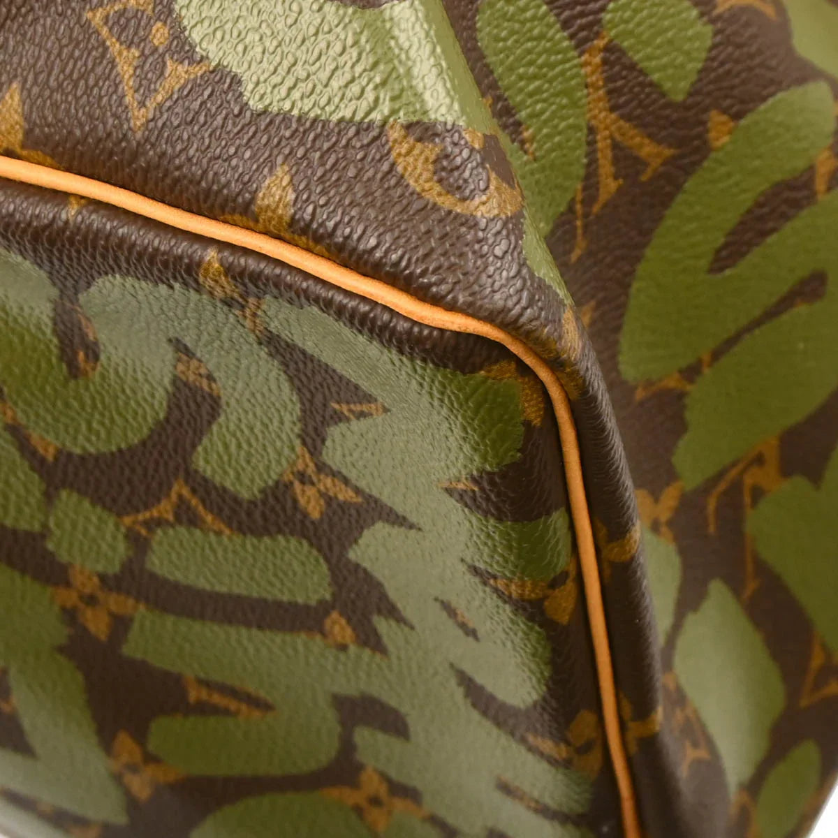 Louis Vuitton 2001 Khaki Monogram Graffiti Keepall 50 Duffle M92196