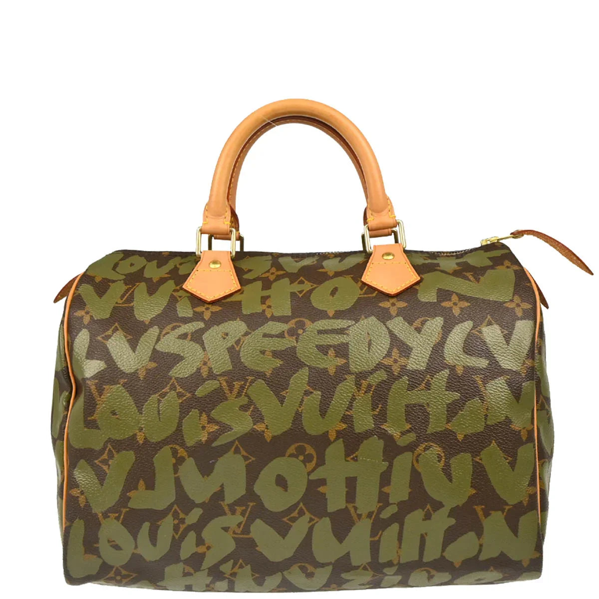 Louis Vuitton 2001 Khaki Monogram Graffiti Speedy 30 Handbag M92194