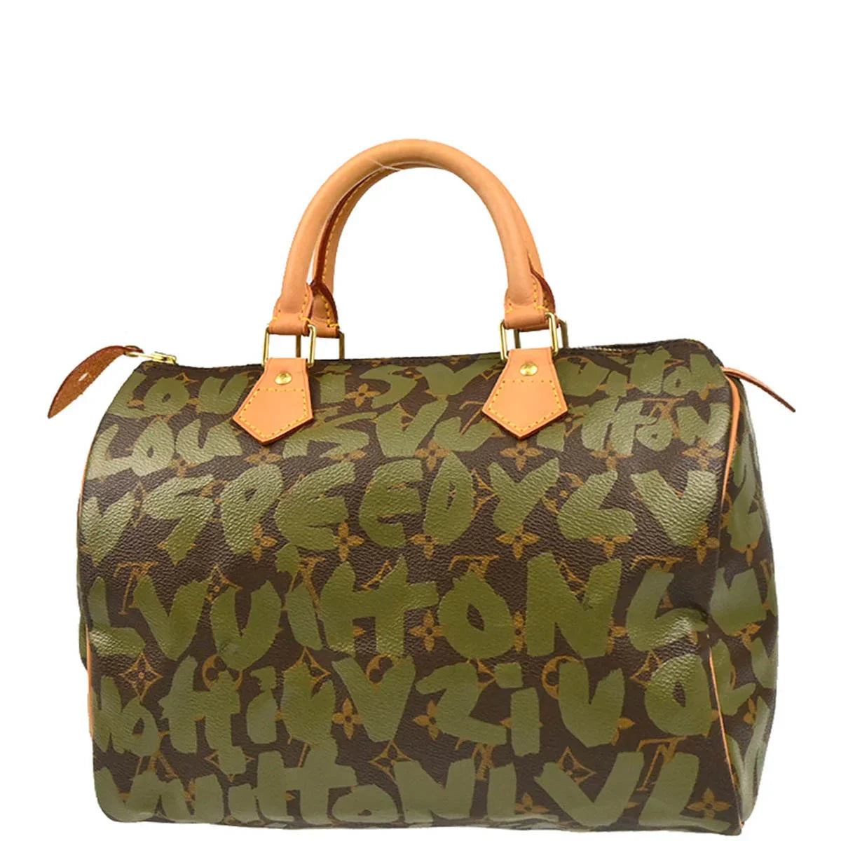 Louis Vuitton 2001 Khaki Monogram Graffiti Speedy 30 Handbag M92194