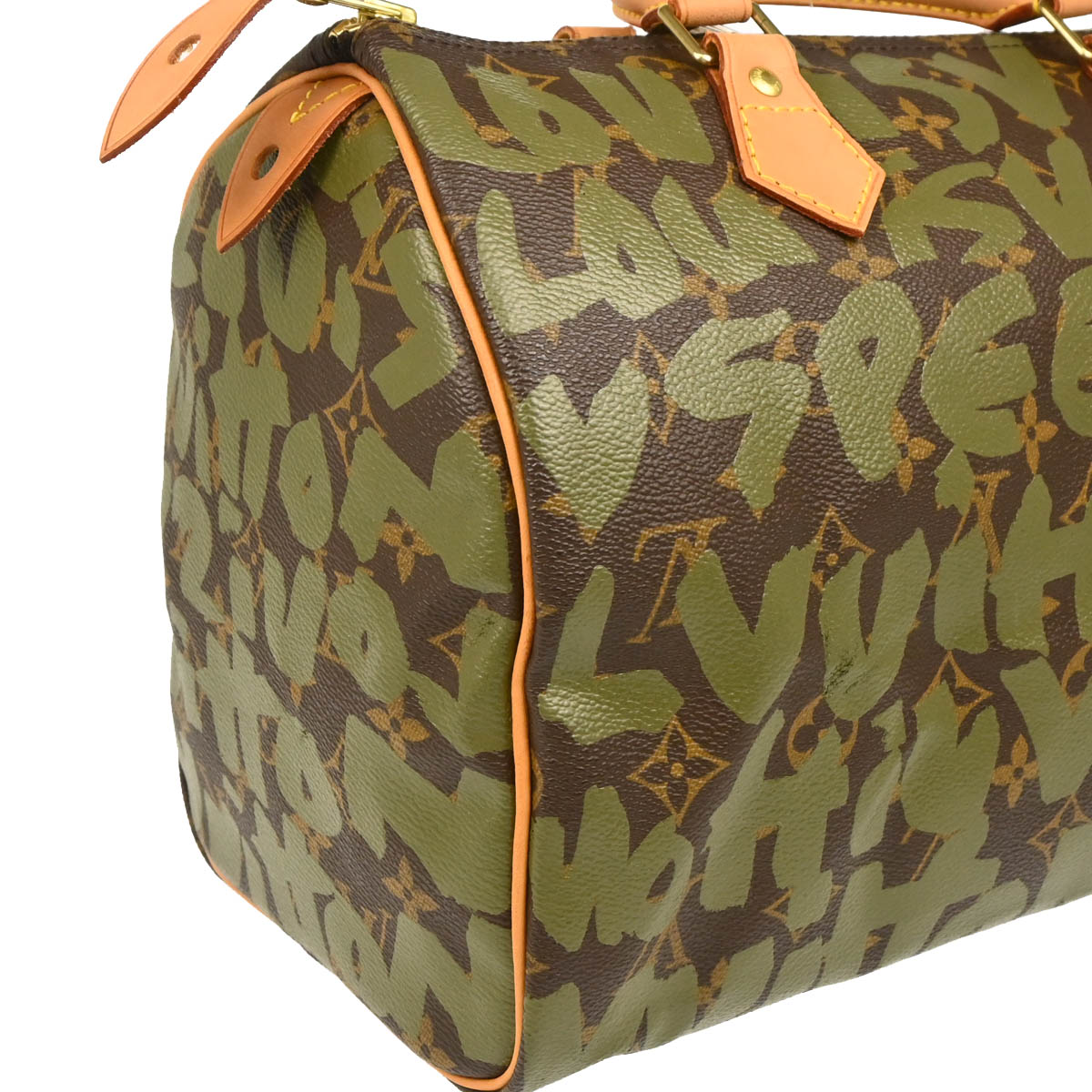 Louis Vuitton 2001 Khaki Monogram Graffiti Speedy 30 Handbag M92194