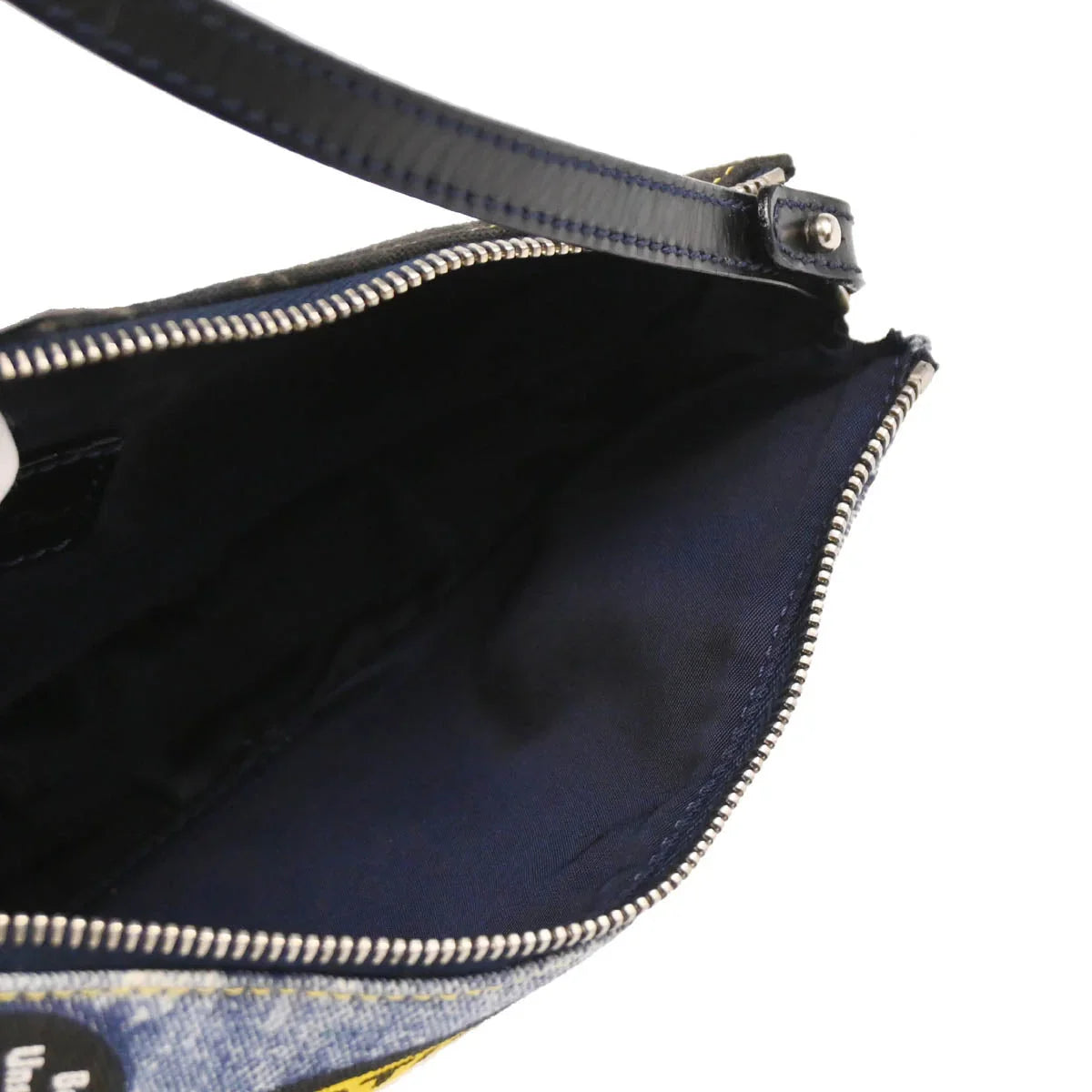 Christian Dior 2001 Blue Denim Print Saddle Handbag