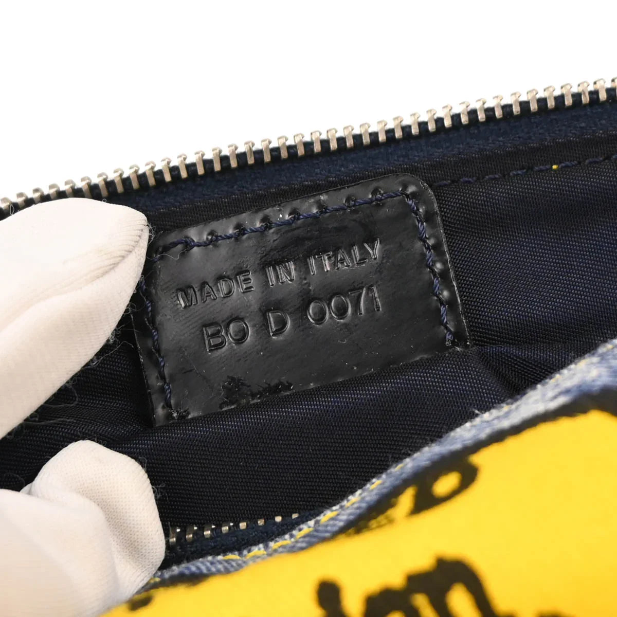 Christian Dior 2001 Blue Denim Print Saddle Handbag
