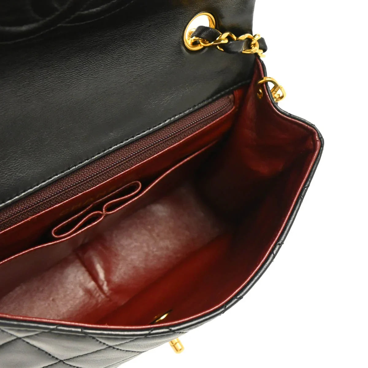 Chanel 1989-1991 Black Lambskin Classic Square Flap Shoulder Bag