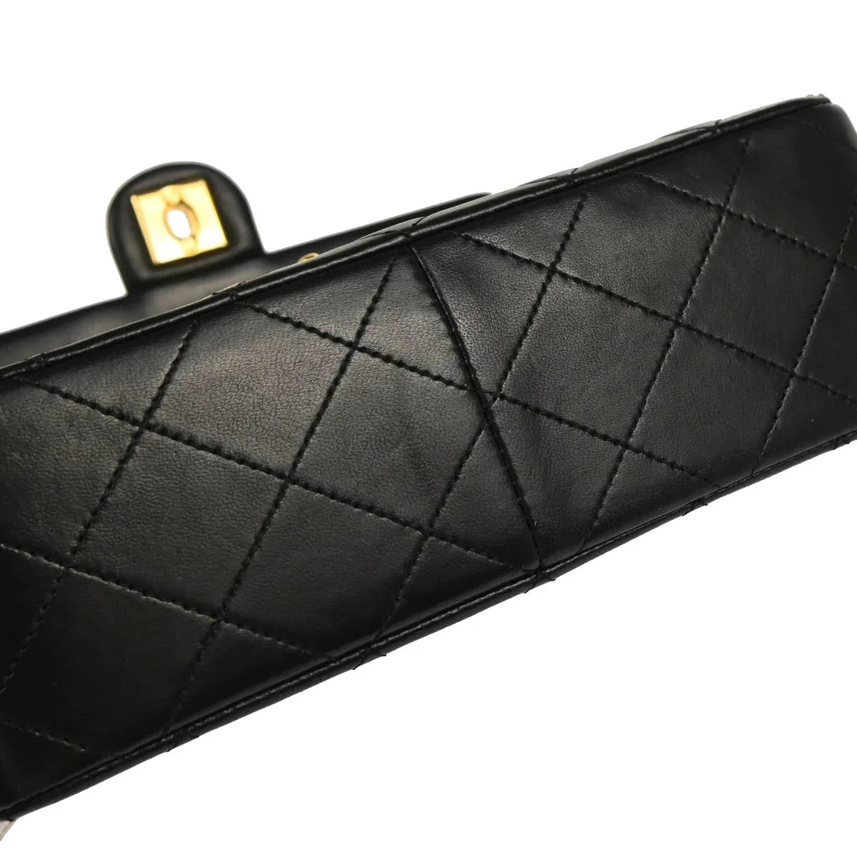 Chanel 1989-1991 Black Lambskin Classic Square Flap Shoulder Bag