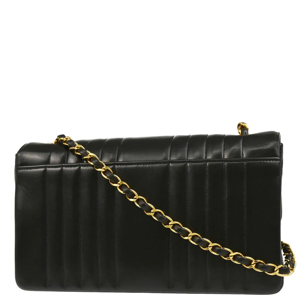 Chanel 1991-1994 Black Lambskin Mademoiselle Shoulder Bag