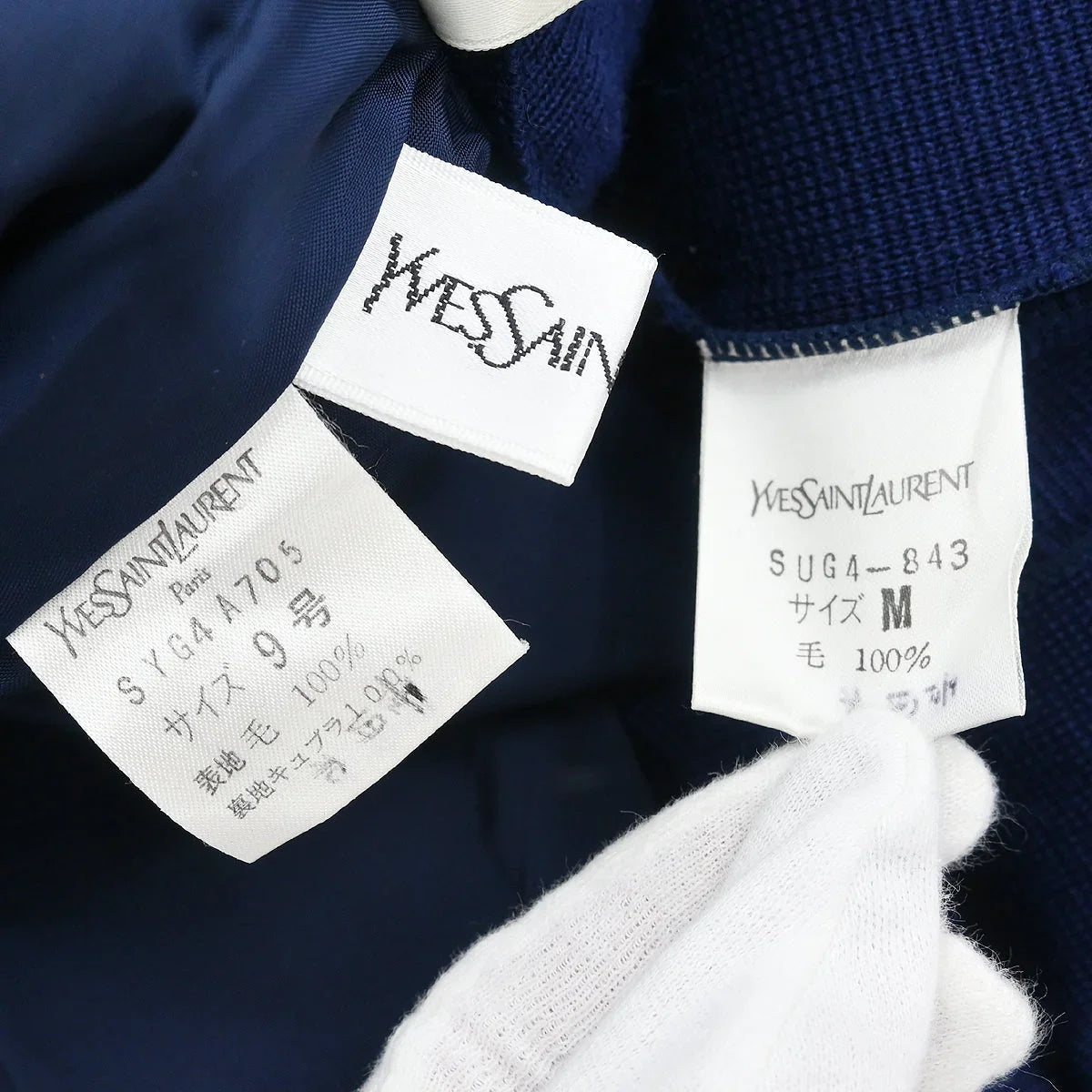 Yves Saint Laurent Setup Suit Jacket Skirt Navy #M #36-38