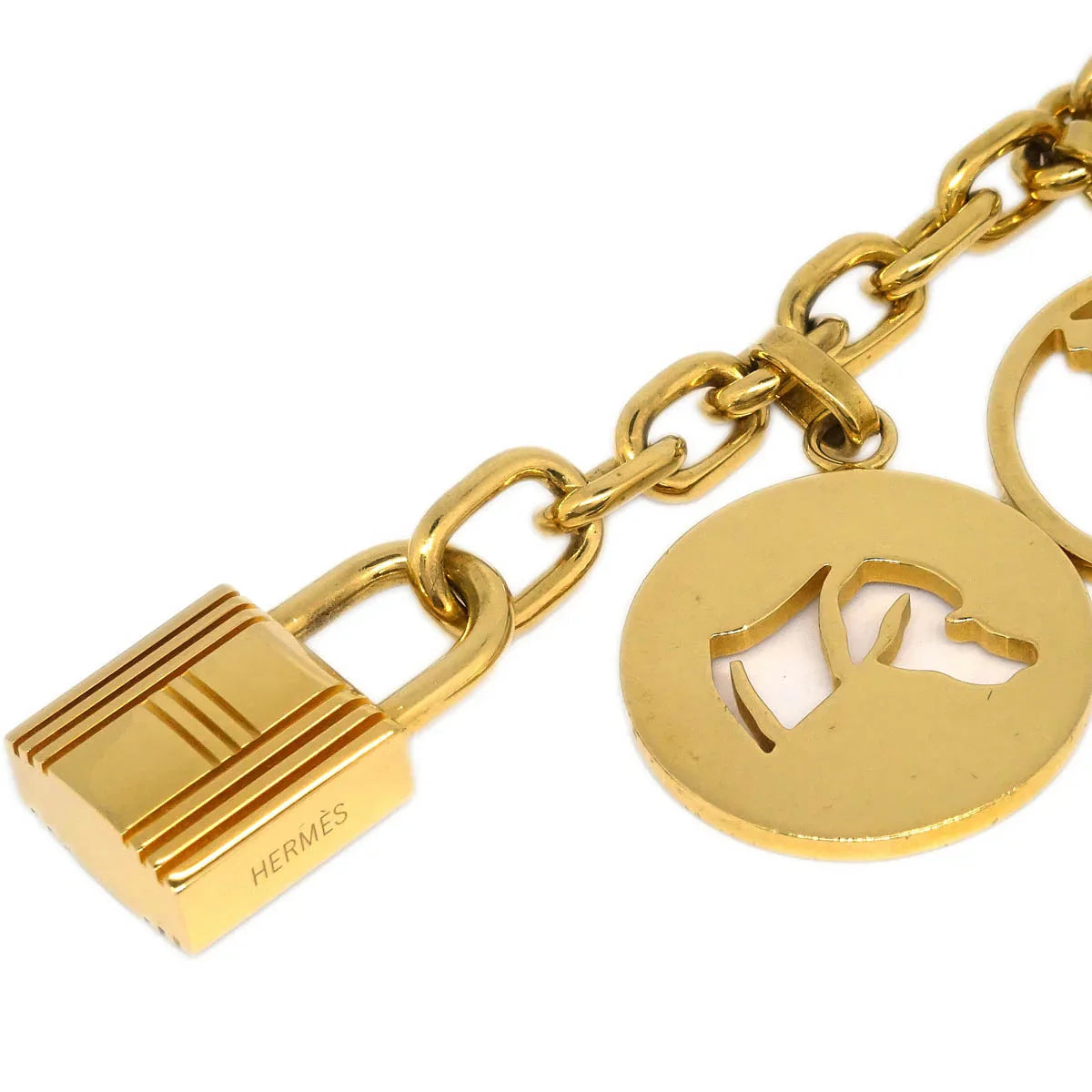 Hermes Amulet Bull Lock Key Holder Bag Charm Gold Small Good