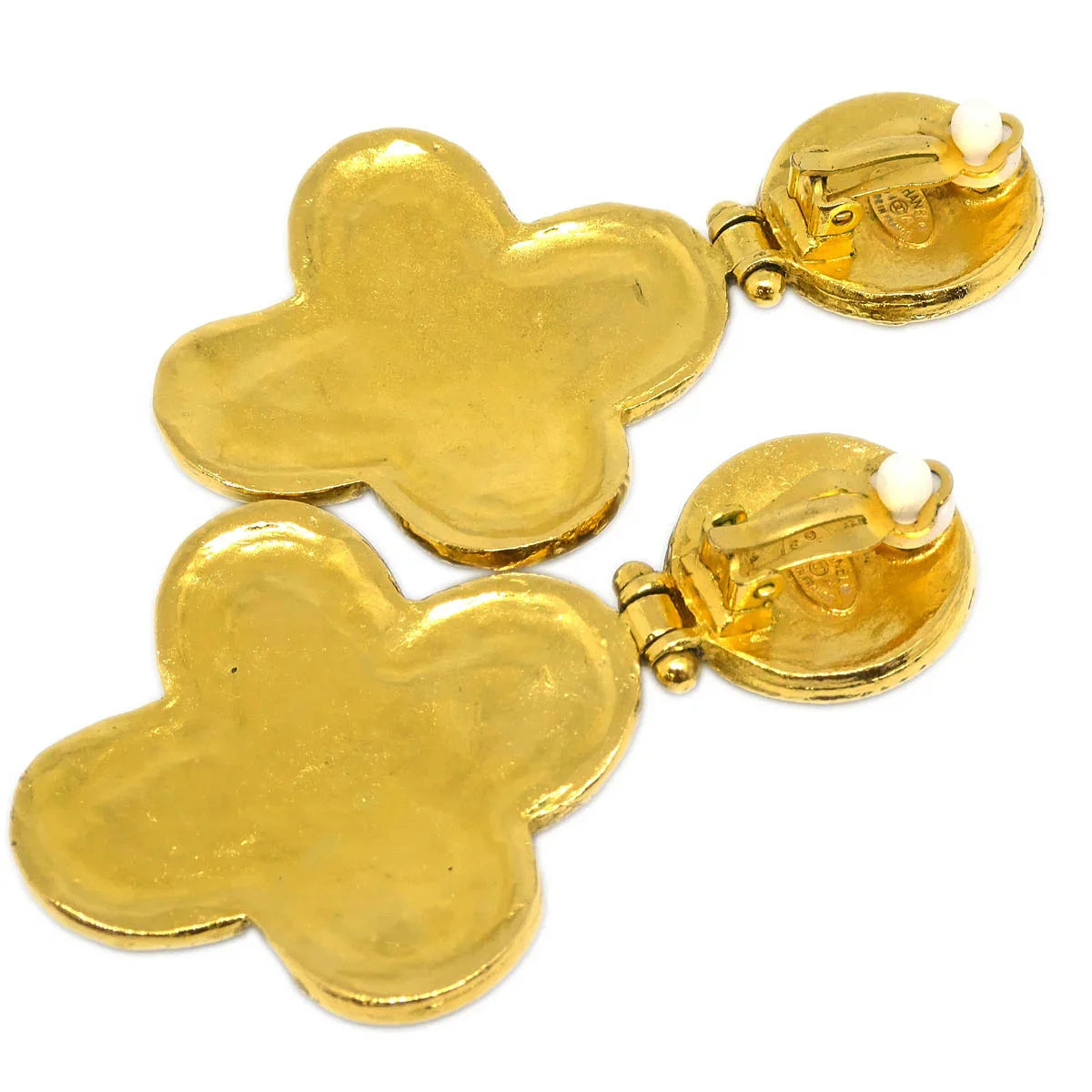 Chanel Gripoix Dangle Earrings Clip-On Gold 94A
