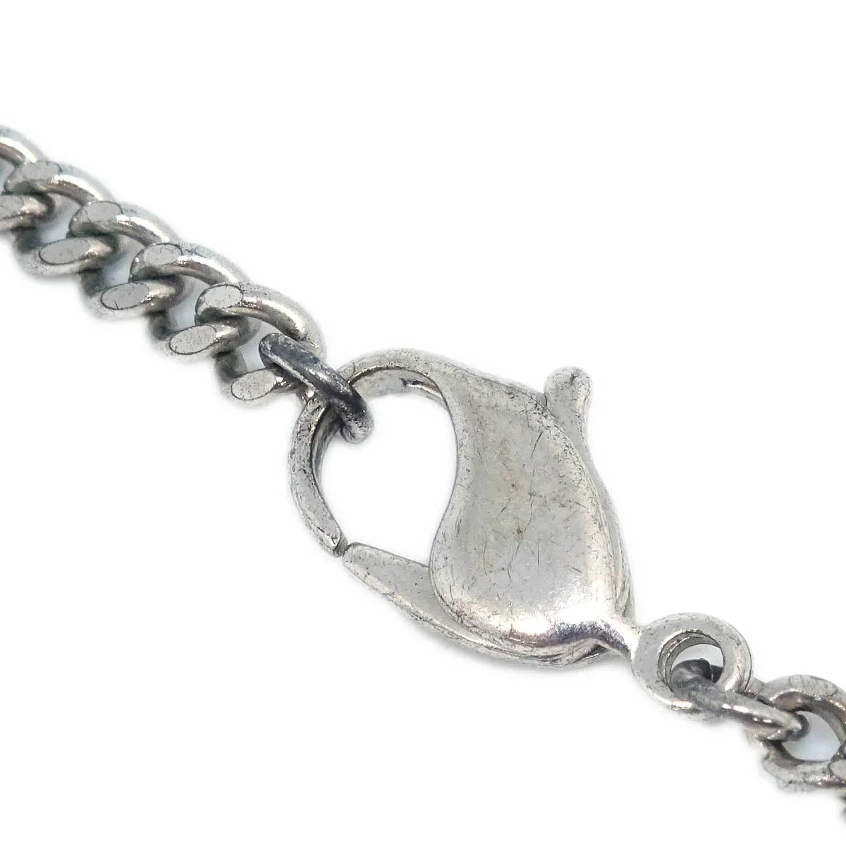 Chanel CC Chain Necklace Silver Brown 05A