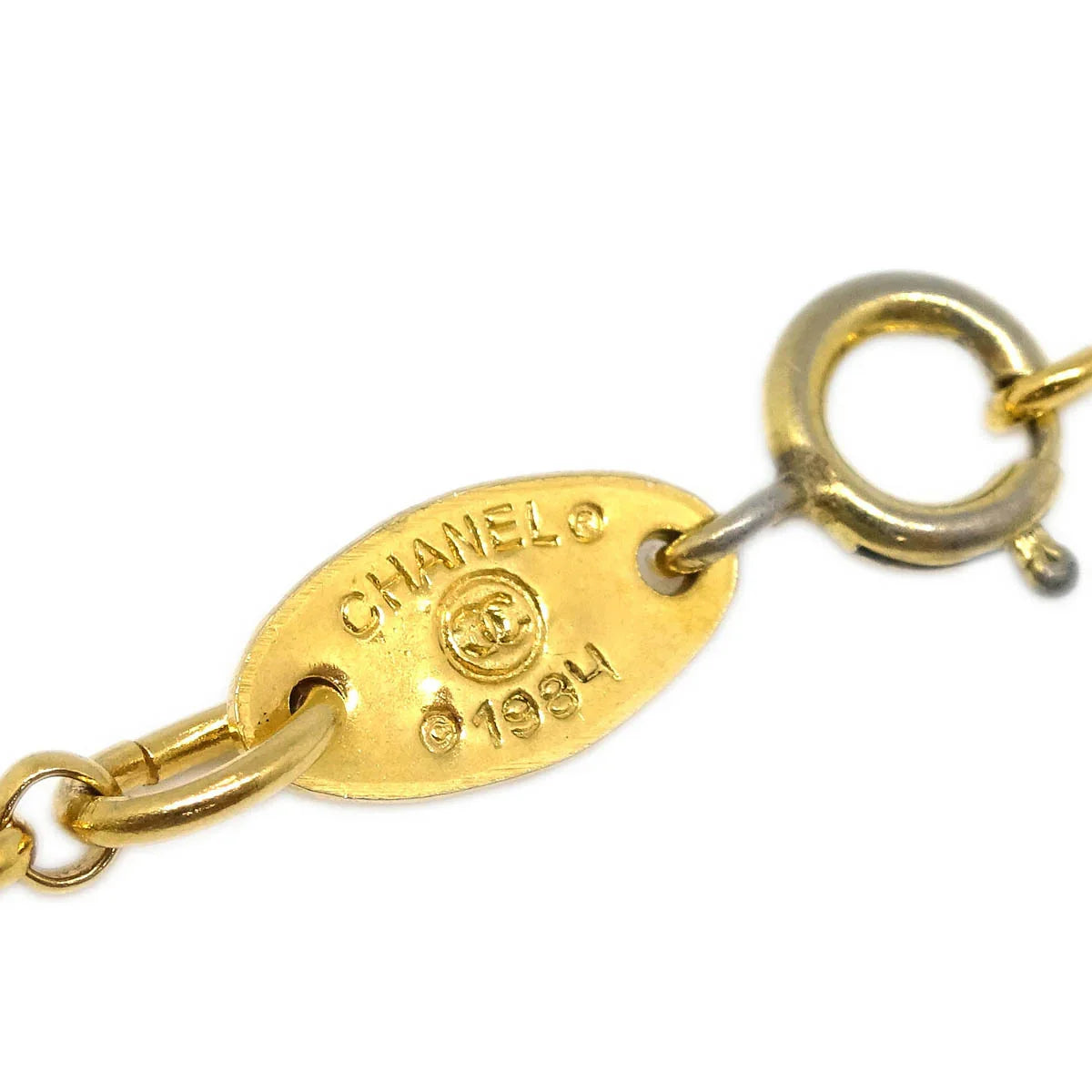 Chanel Stone Gold Chain Pendant Necklace 1984