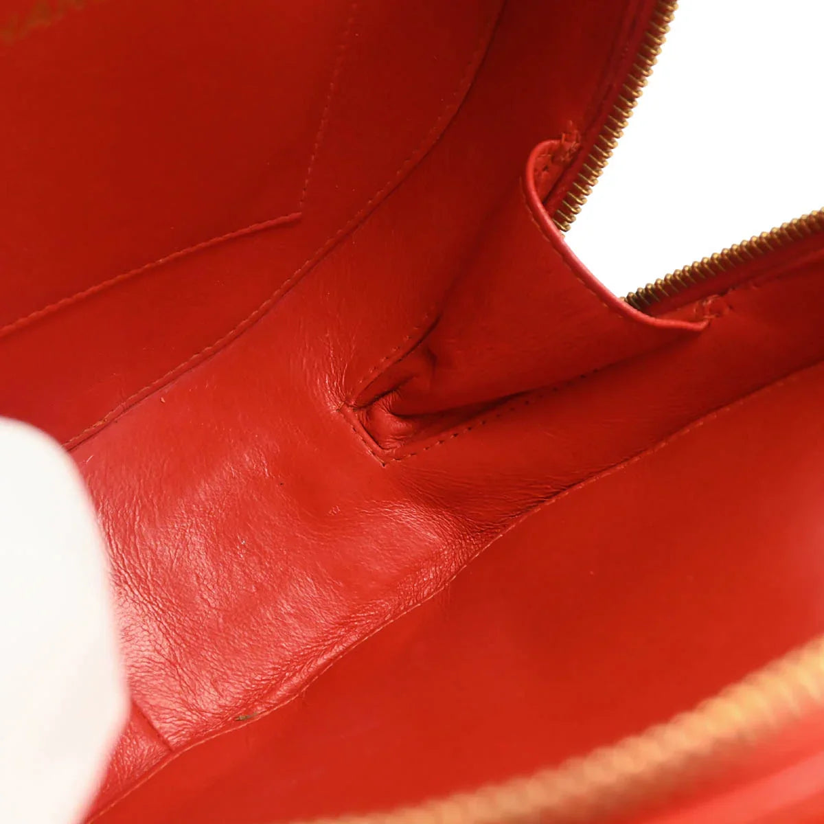 Chanel Red Patent Leather Round Vanity Handbag