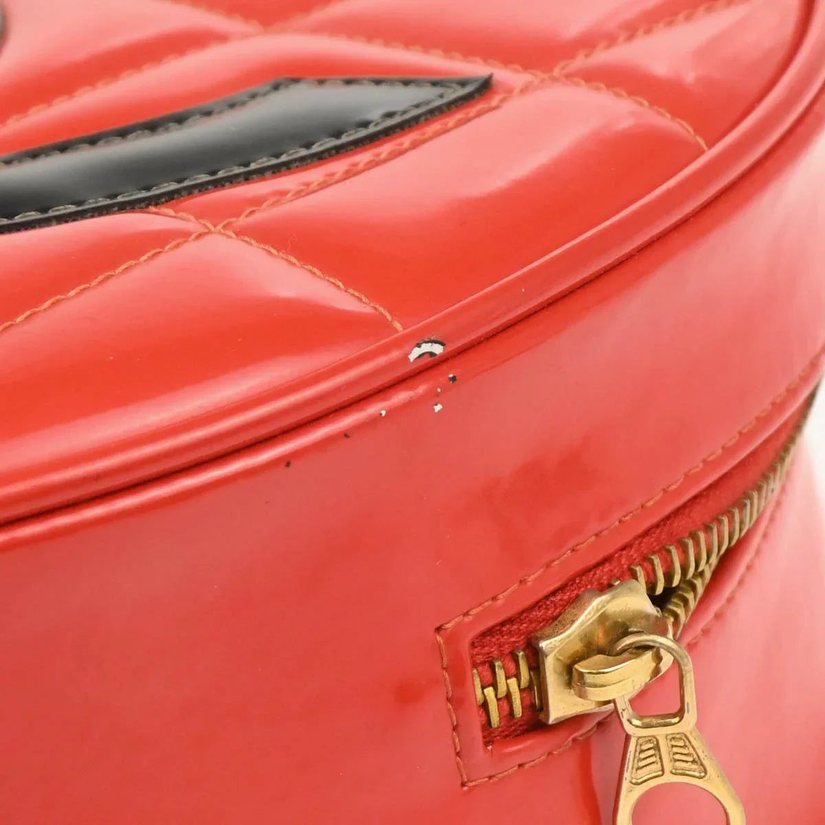Chanel Red Patent Leather Round Vanity Handbag