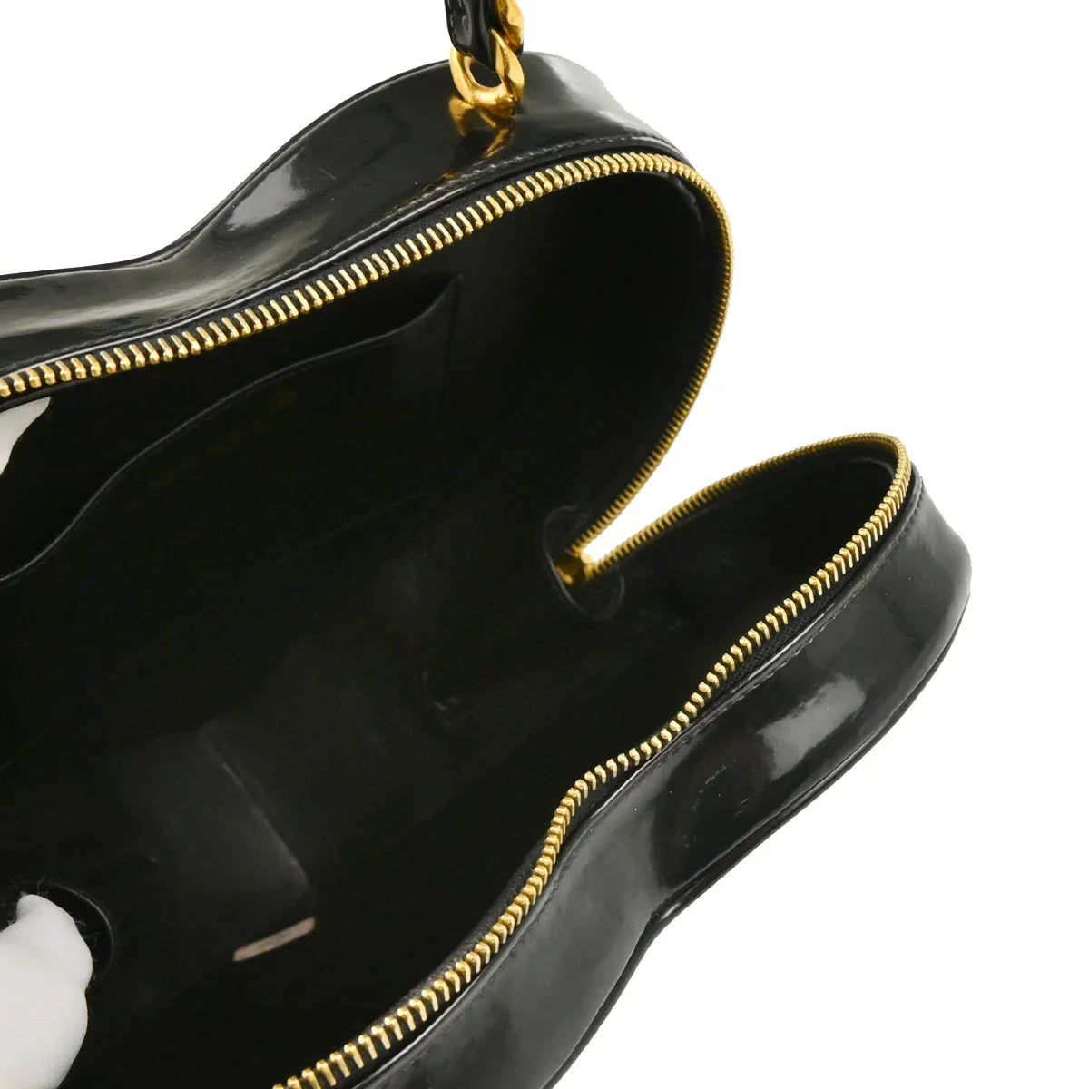 Chanel Black Patent Leather Heart Vanity Handbag