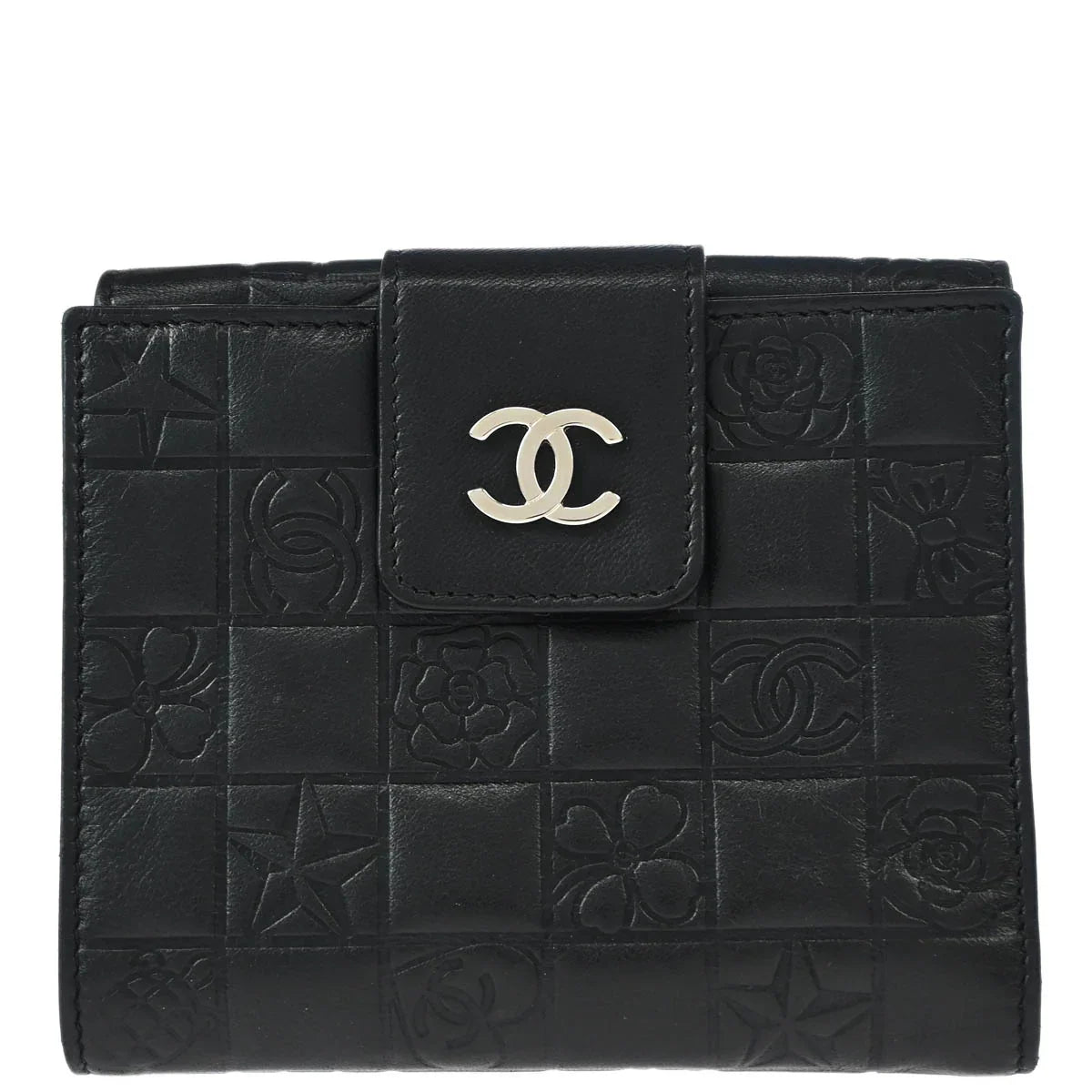 Chanel Black Lambskin Icon Bifold Wallet