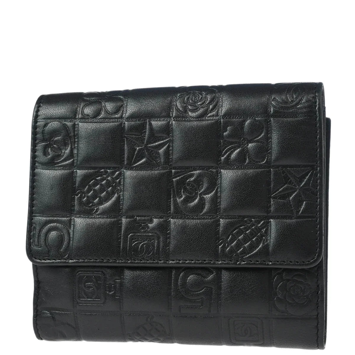 Chanel Black Lambskin Icon Bifold Wallet