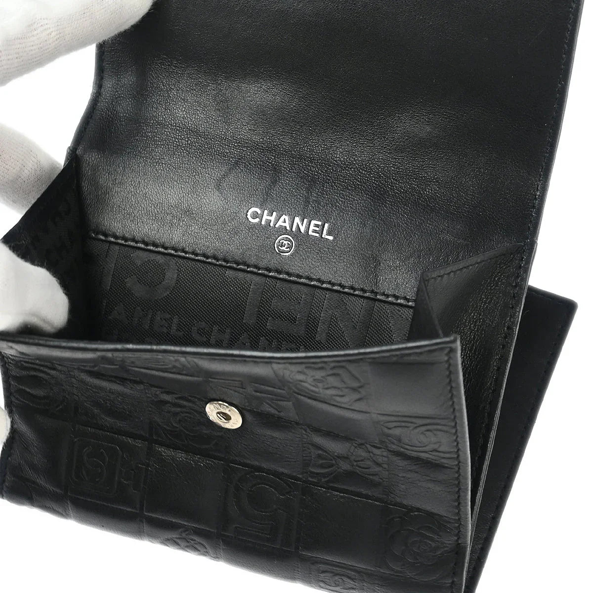 Chanel Black Lambskin Icon Bifold Wallet