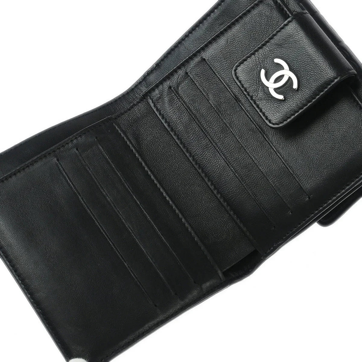Chanel Black Lambskin Icon Bifold Wallet