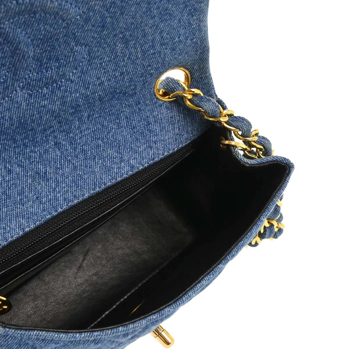 Chanel 1989-1991 Blue Denim Mini Classic Square Flap Shoulder Bag