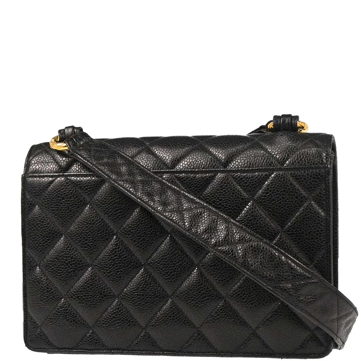 Chanel Black Caviar Straight Flap Shoulder Bag