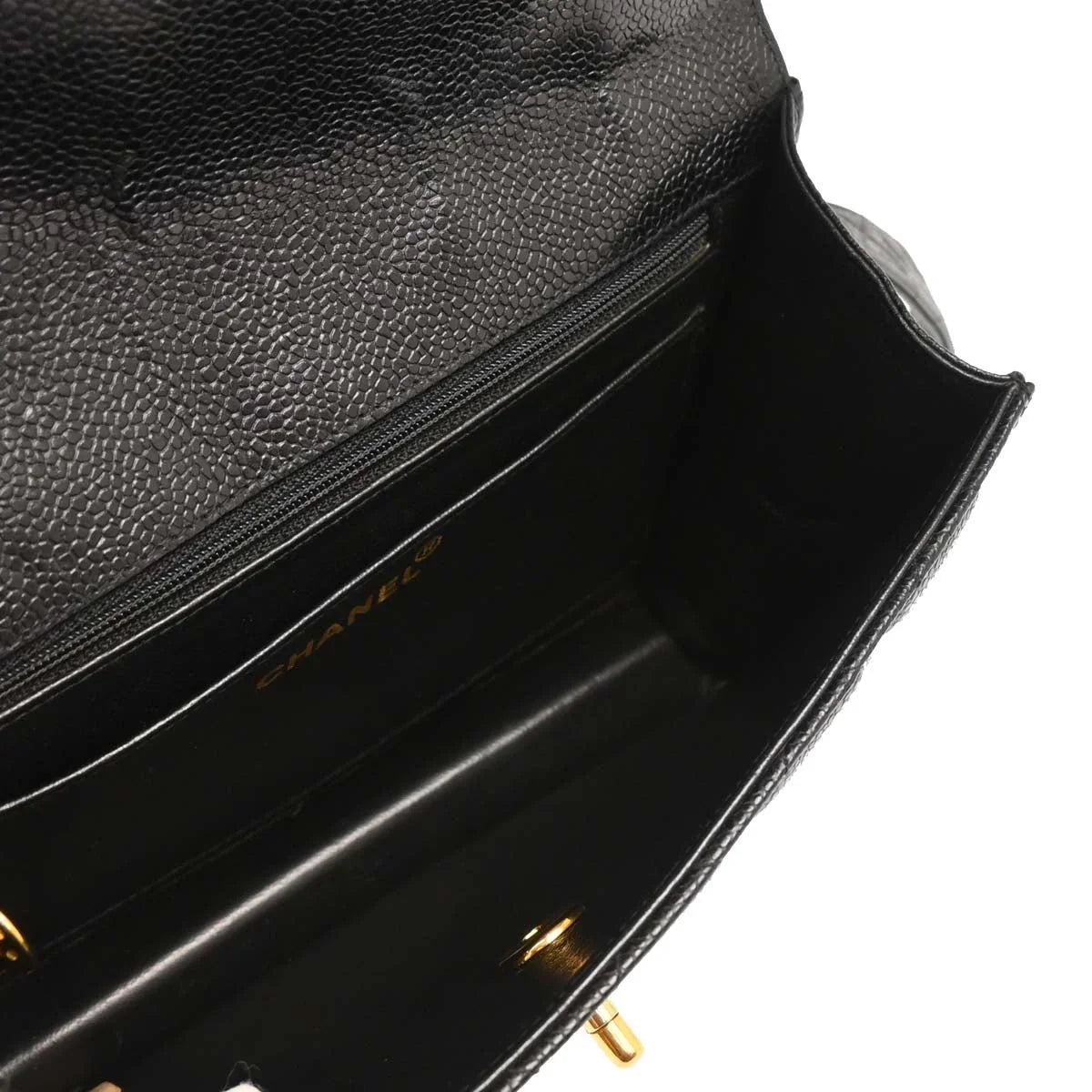 Chanel Black Caviar Straight Flap Shoulder Bag