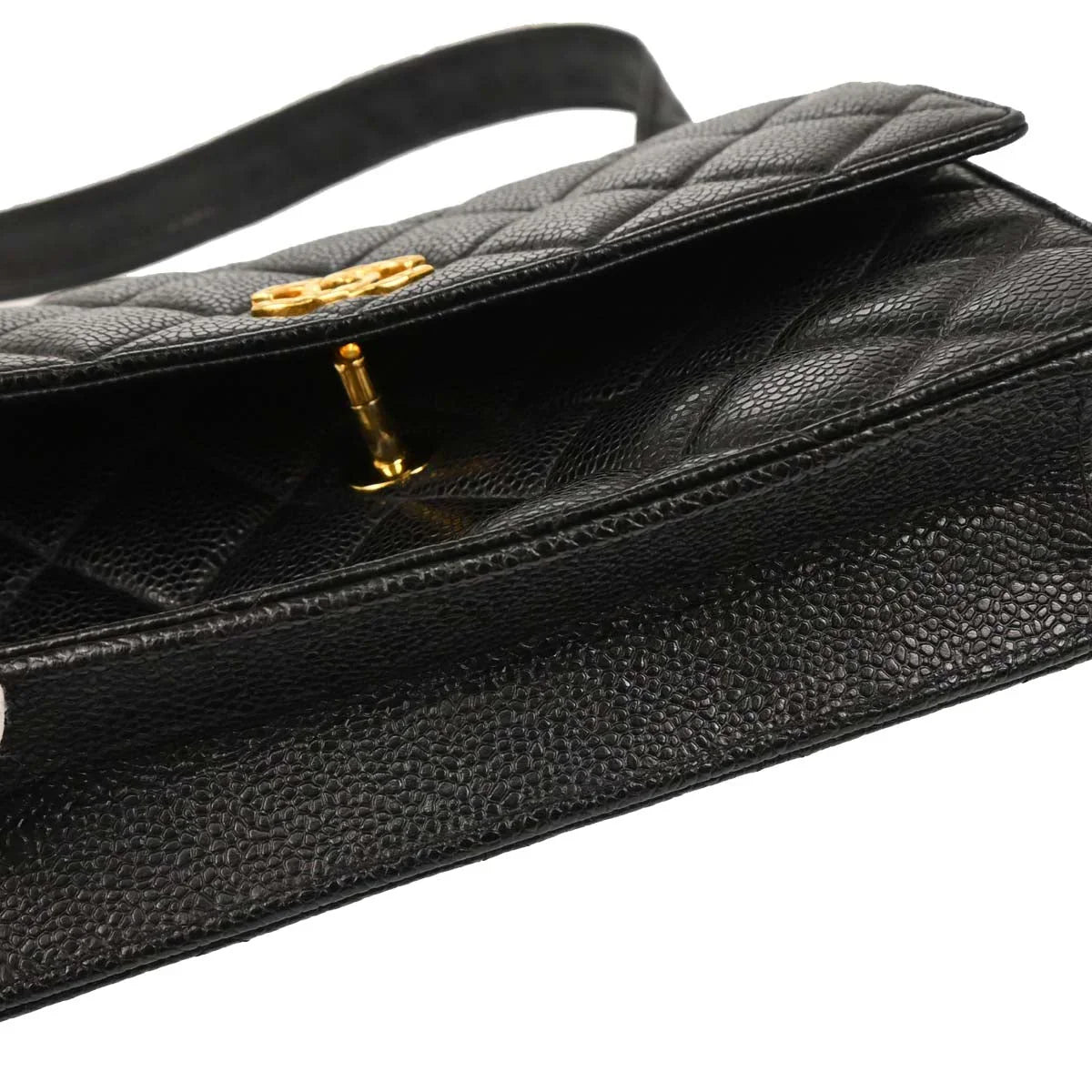 Chanel Black Caviar Straight Flap Shoulder Bag