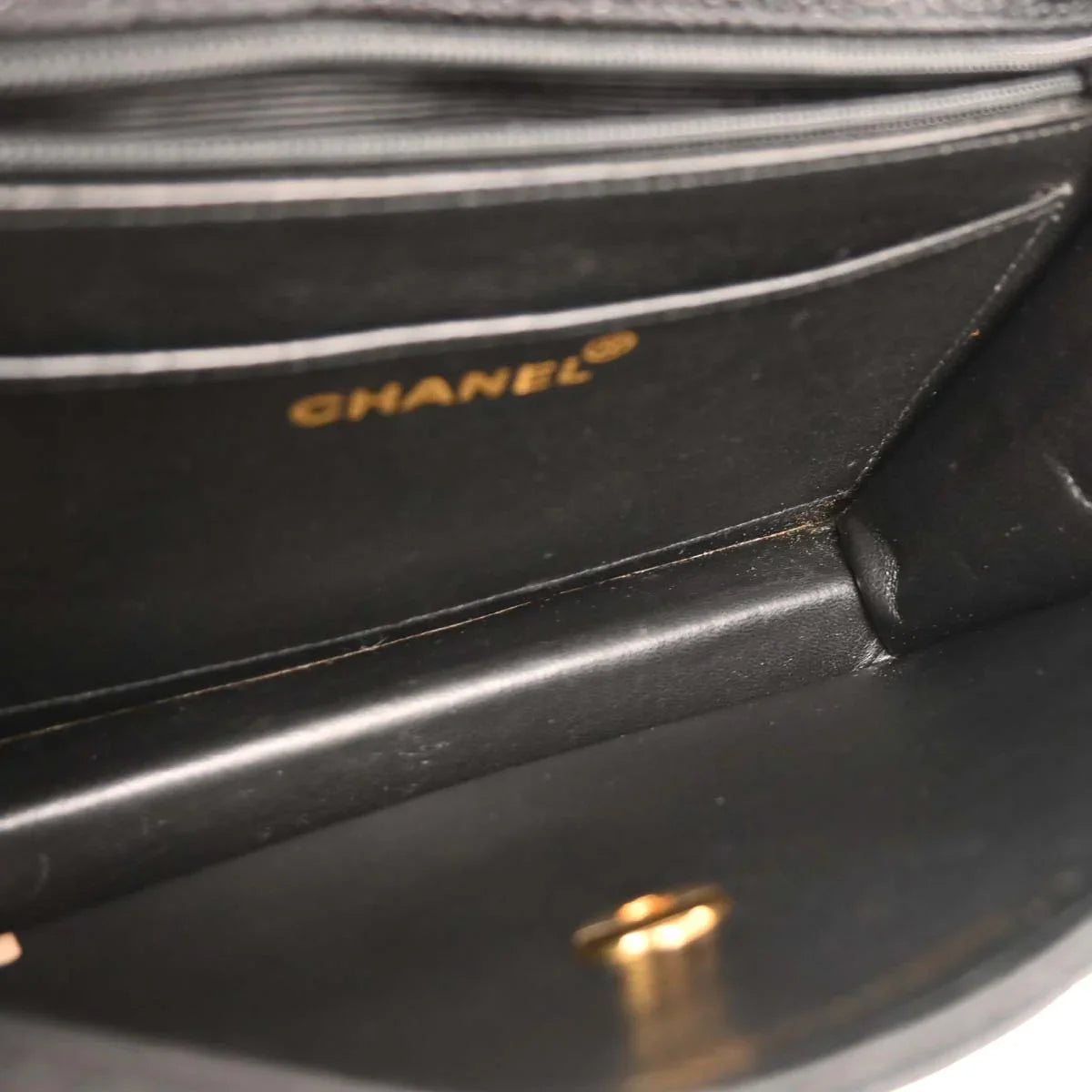 Chanel Black Caviar Straight Flap Shoulder Bag