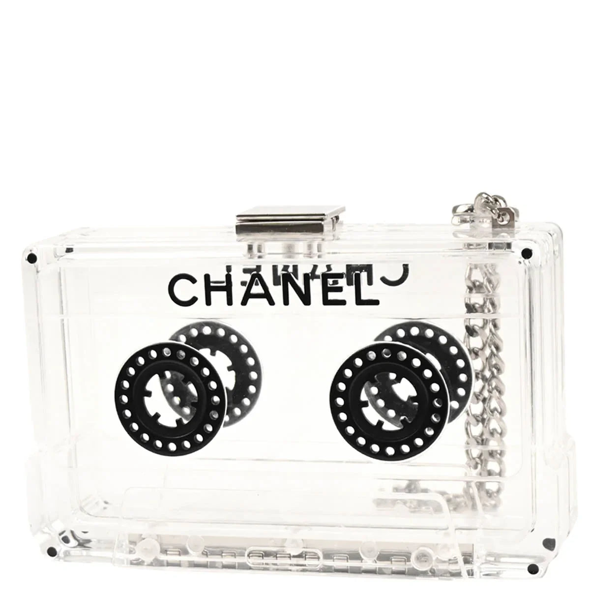 Chanel Clear Acrylic Cassette Tape Clutch Bag