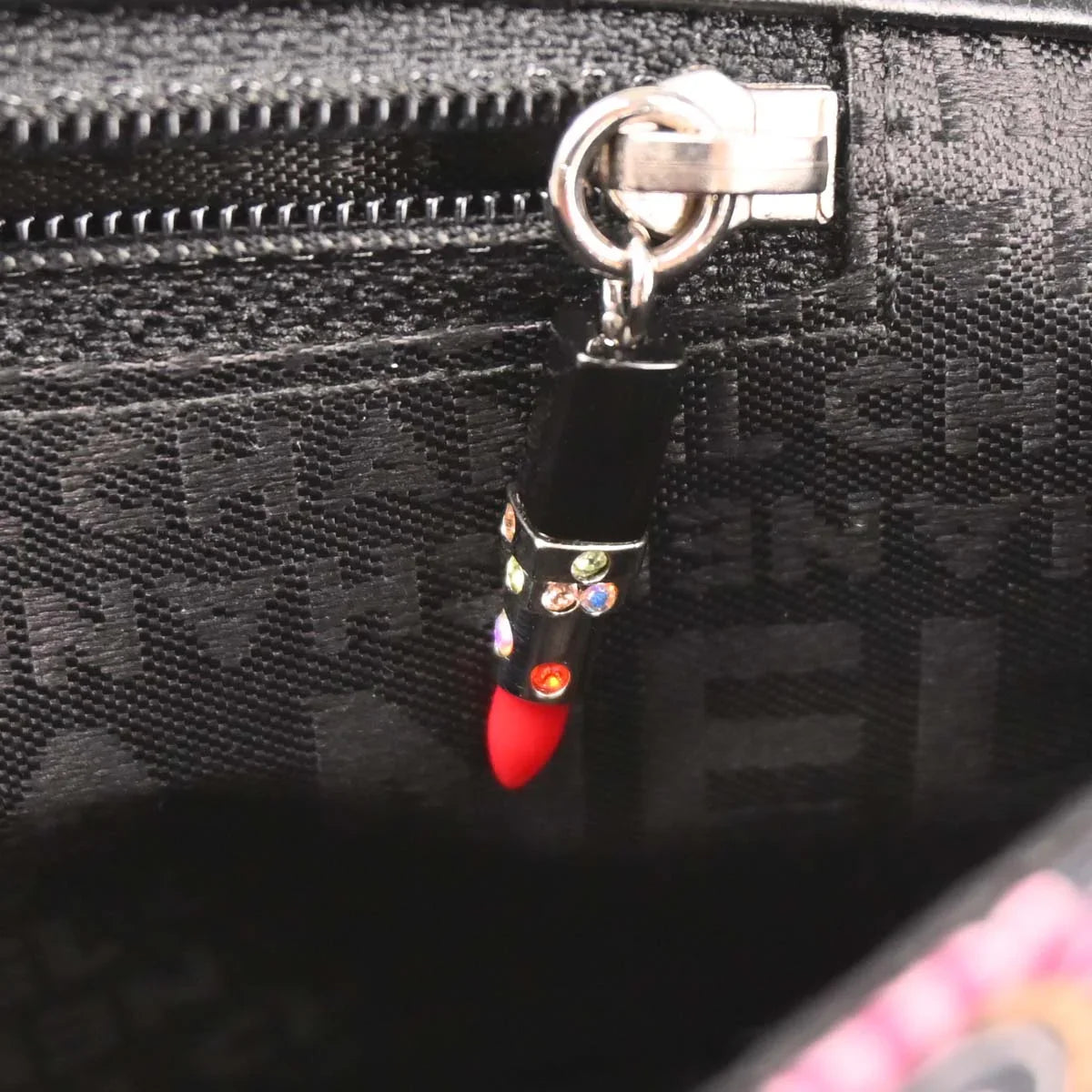Chanel Black Satin Lipstick Classic Single Flap Shoulder Bag
