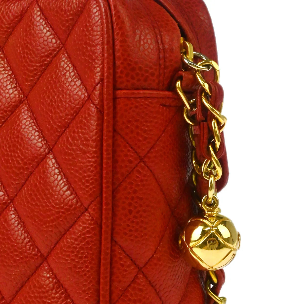 Chanel 1991-1994 Red Caviar Camera Bag Small
