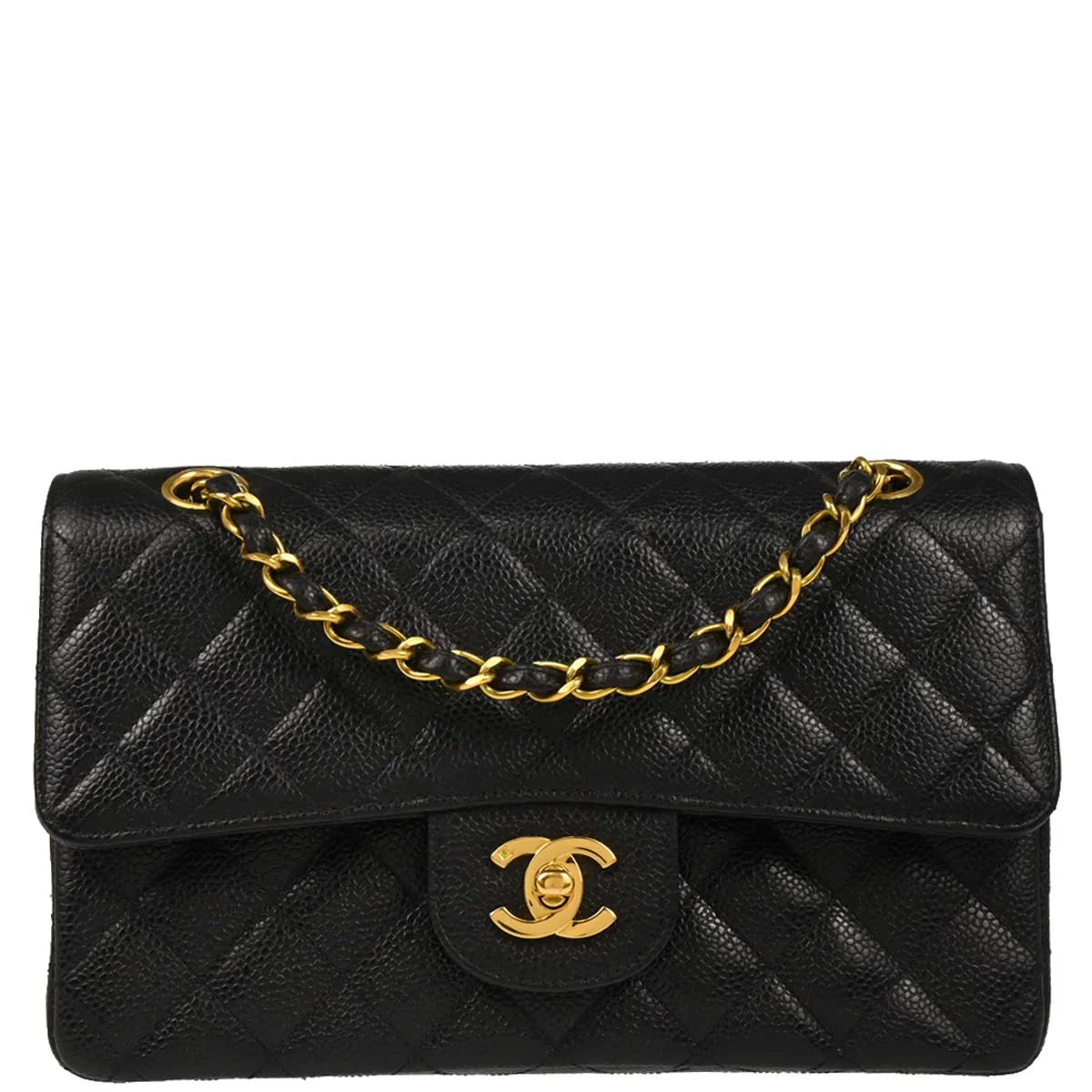 Chanel Black Caviar Small Classic Double Flap Shoulder Bag