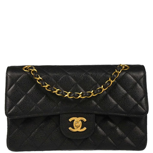 Chanel Black Caviar Small Classic Double Flap Shoulder Bag