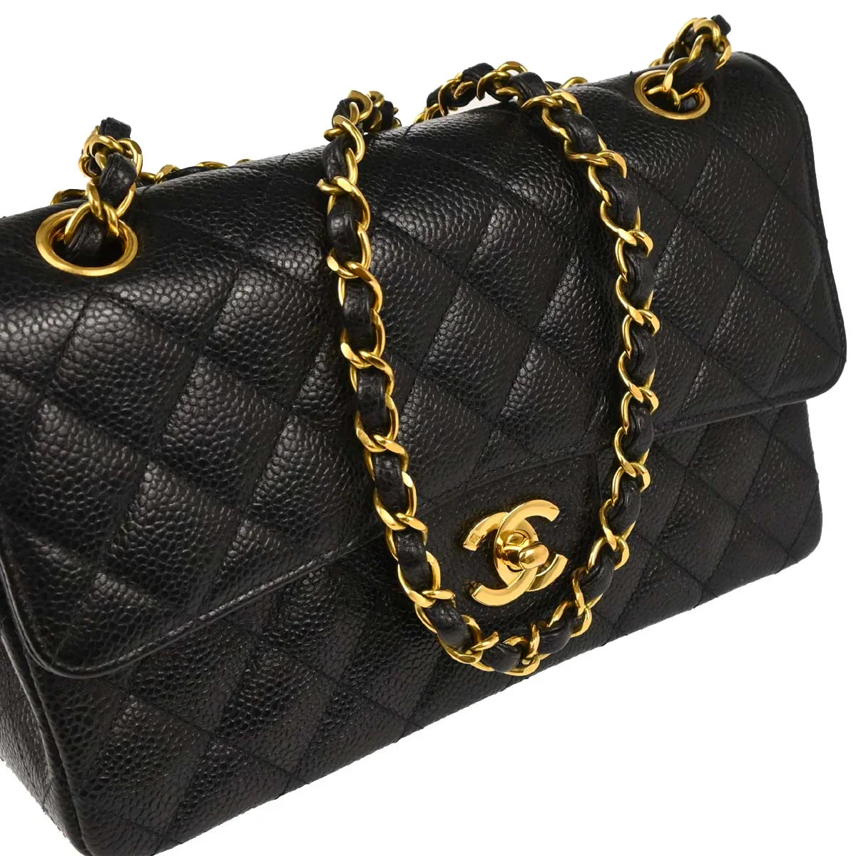 Chanel Black Caviar Small Classic Double Flap Shoulder Bag