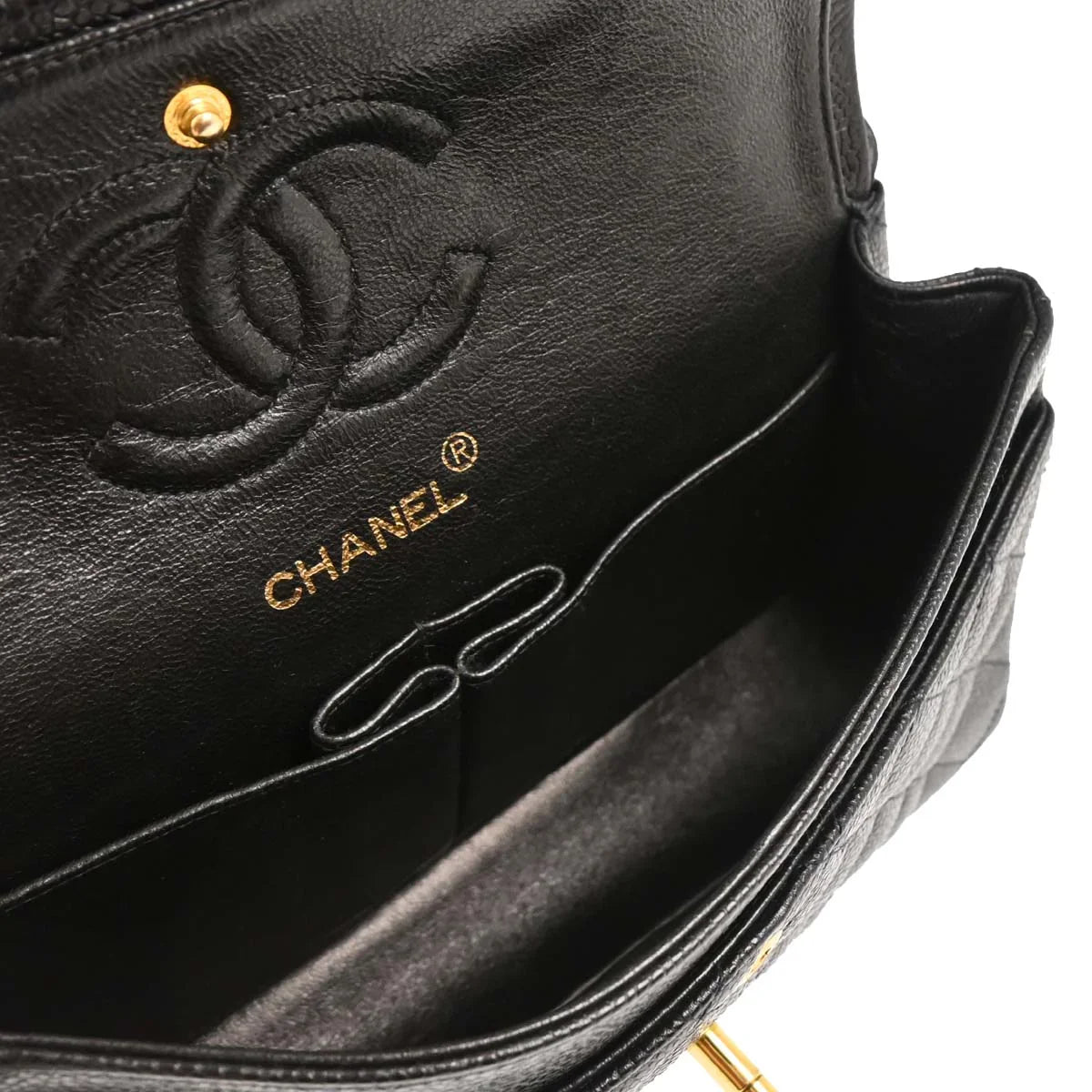 Chanel Black Caviar Small Classic Double Flap Shoulder Bag
