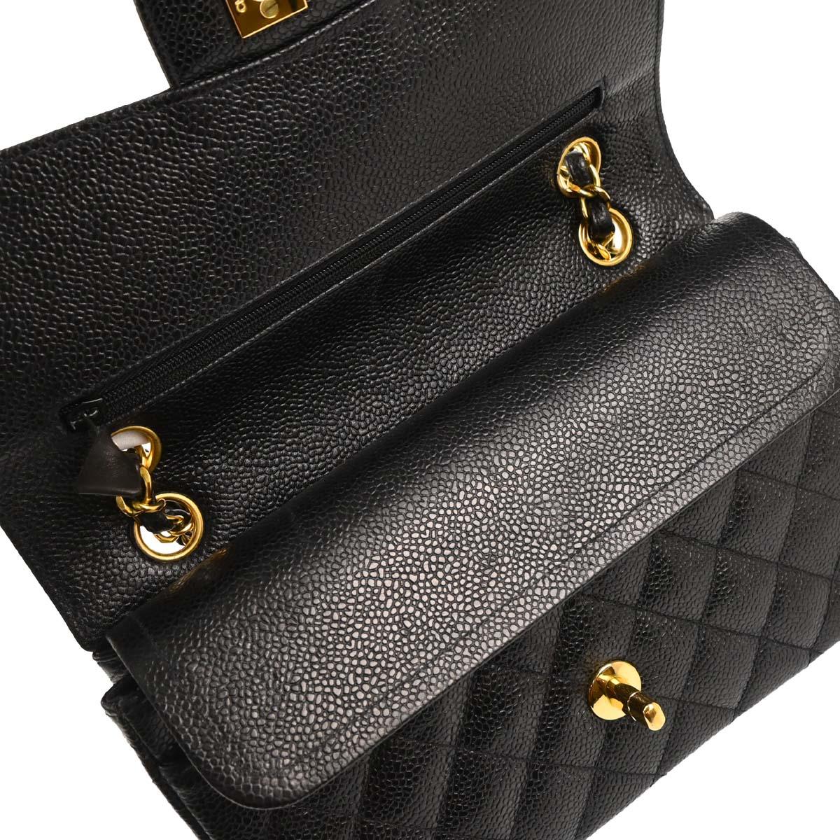 Chanel Black Caviar Small Classic Double Flap Shoulder Bag