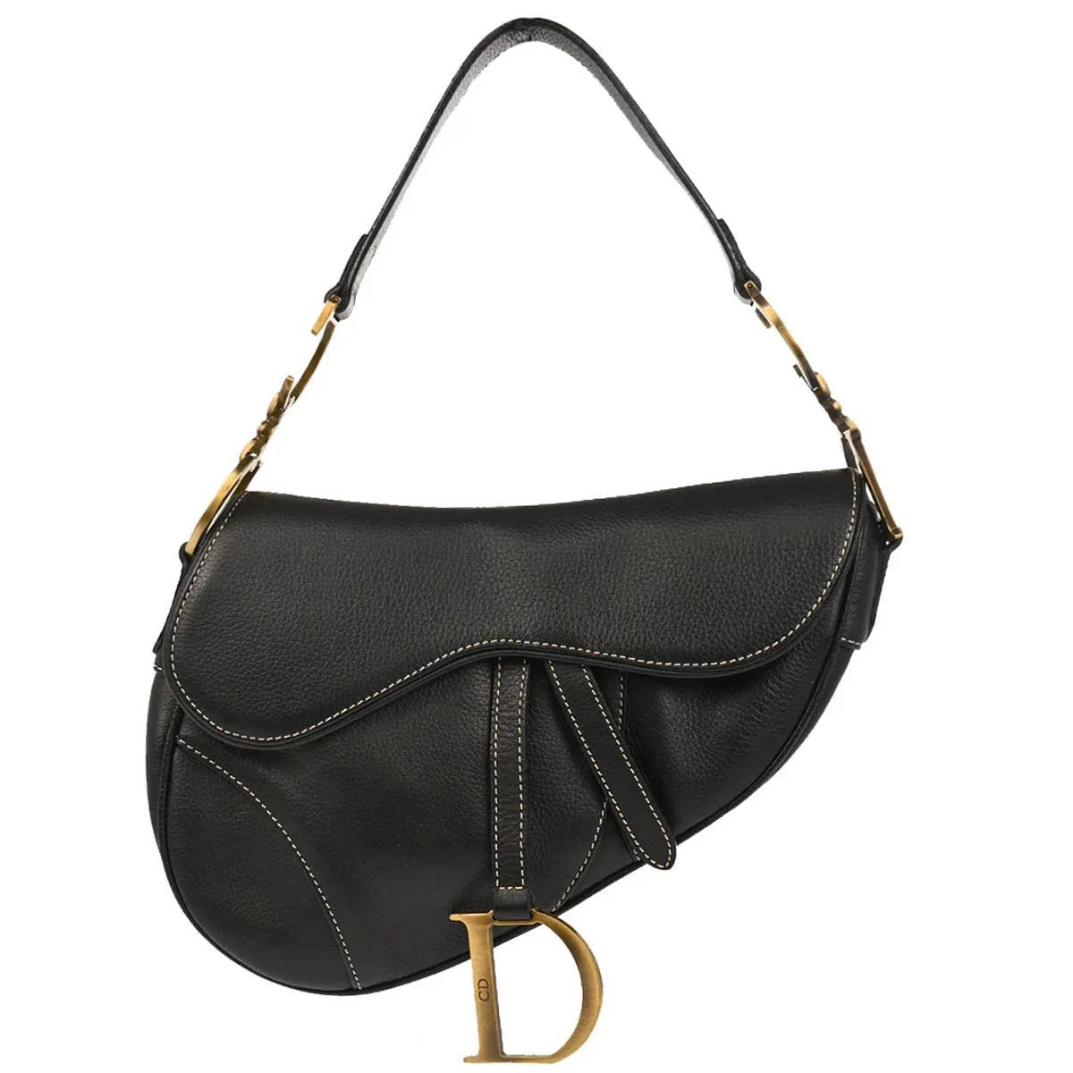 Christian Dior Black Leather Saddle Handbag