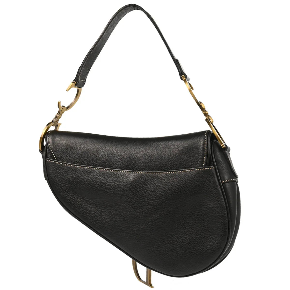 Christian Dior Black Leather Saddle Handbag