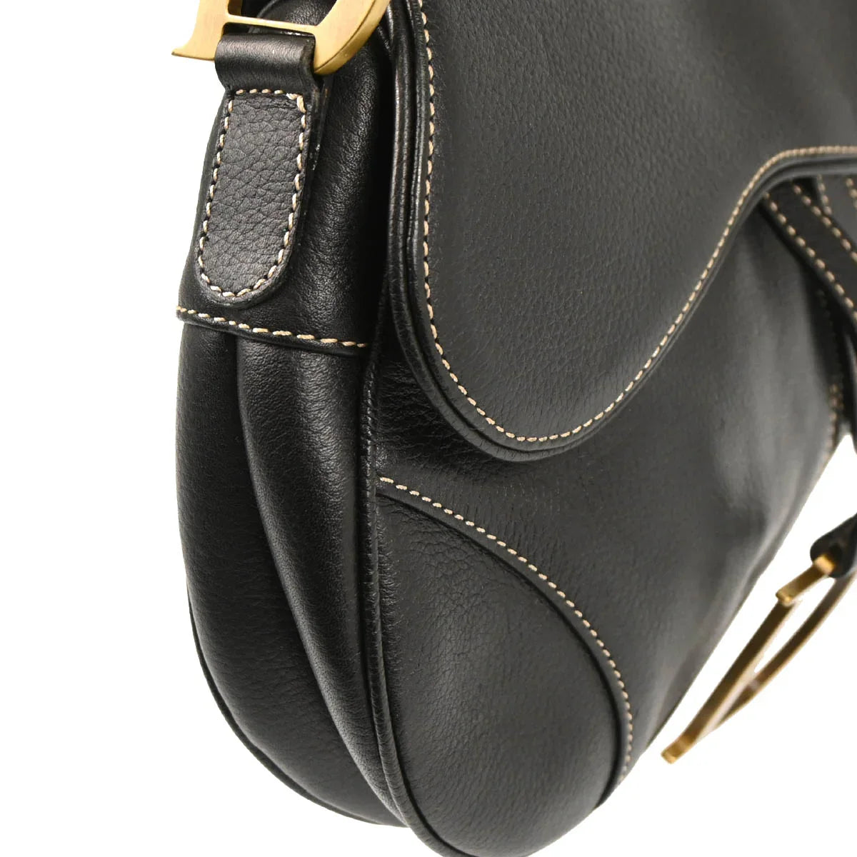 Christian Dior Black Leather Saddle Handbag