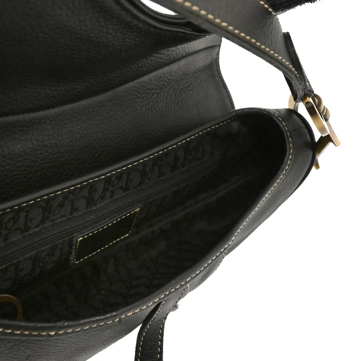 Christian Dior Black Leather Saddle Handbag