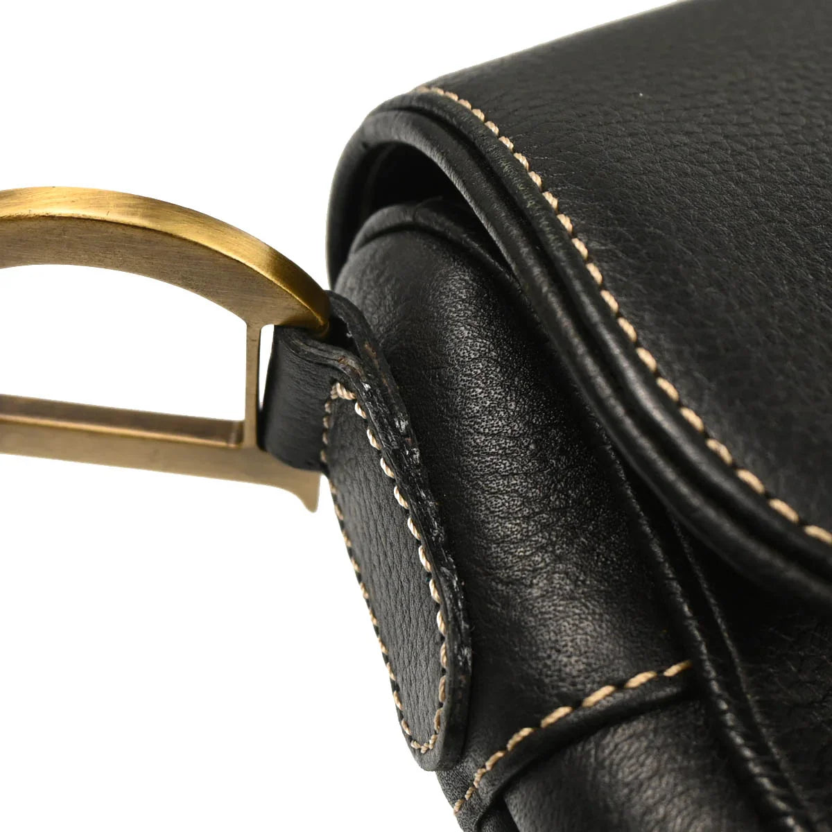 Christian Dior Black Leather Saddle Handbag