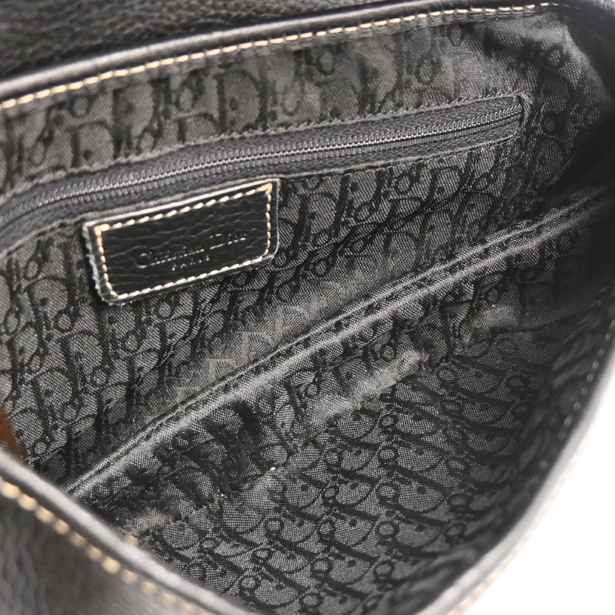 Christian Dior Black Leather Saddle Handbag